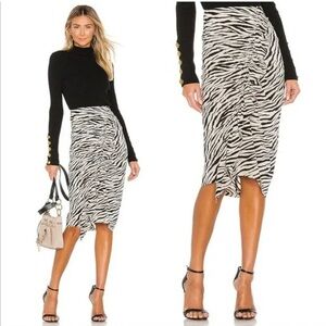 A.L.C. Black and Off-White Asymmetrical Zebra Skirt
